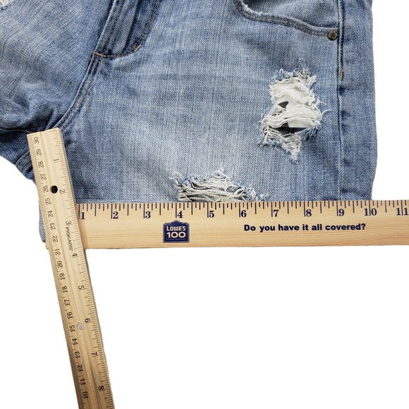 Articles of Society Jean Short 24 Women Light Blue Faded Distress Raw Rolled Hem - Picture 4 of 12